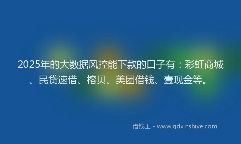 2025年的大数据风控能下款的口子有：彩虹商城、民贷速借、榕贝、美团借钱、壹现金等。