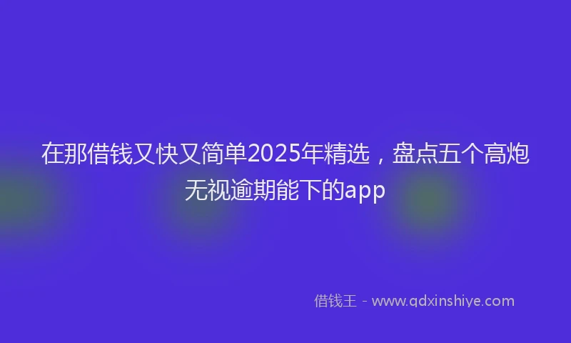 在那借钱又快又简单2025年精选，盘点五个高炮无视逾期能下的app
