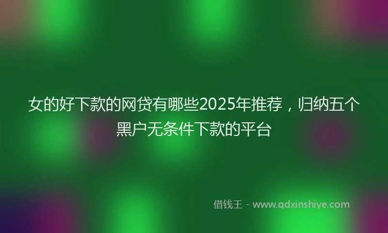 女的好下款的网贷有哪些2025年推荐，归纳五个黑户无条件下款的平台