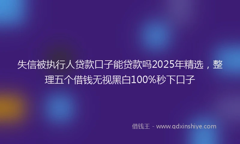 失信被执行人贷款口子能贷款吗2025年精选，整理五个借钱无视黑白100%秒下口子