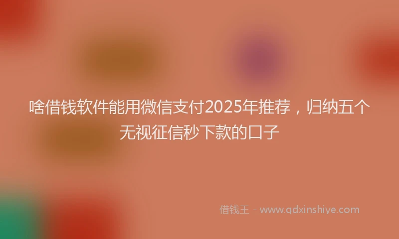 啥借钱软件能用微信支付2025年推荐，归纳五个无视征信秒下款的口子