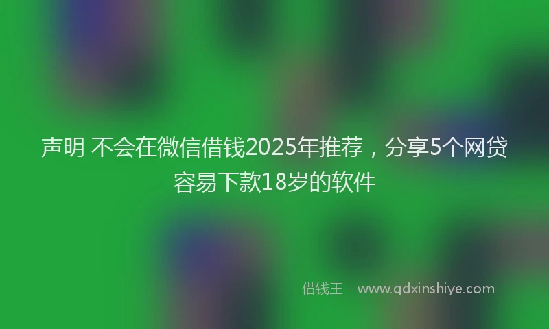 声明 不会在微信借钱2025年推荐，分享5个网贷容易下款18岁的软件