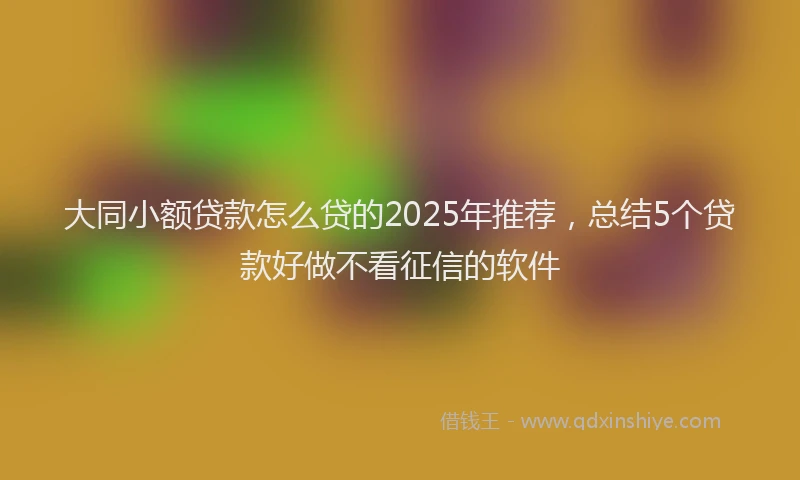 大同小额贷款怎么贷的2025年推荐，总结5个贷款好做不看征信的软件