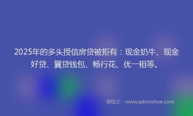 2025年的多头授信房贷被拒有：现金奶牛、现金好贷、翼贷钱包、畅行花、优一租等。