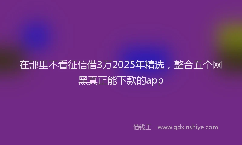 在那里不看征信借3万2025年精选，整合五个网黑真正能下款的app