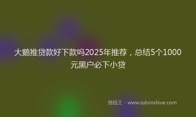 大鹅推贷款好下款吗2025年推荐，总结5个1000元黑户必下小贷