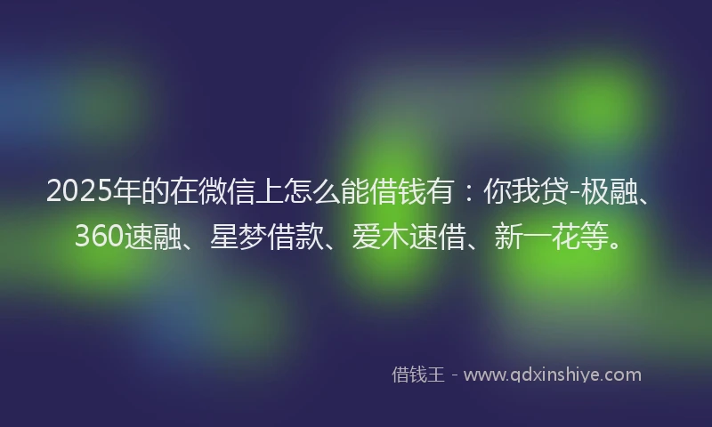 2025年的在微信上怎么能借钱有：你我贷-极融、360速融、星梦借款、爱木速借、新一花等。