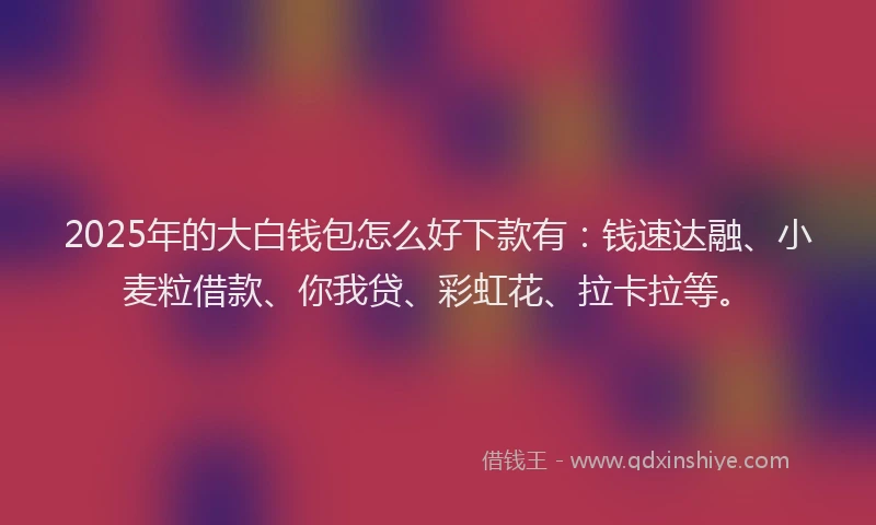 2025年的大白钱包怎么好下款有：钱速达融、小麦粒借款、你我贷、彩虹花、拉卡拉等。