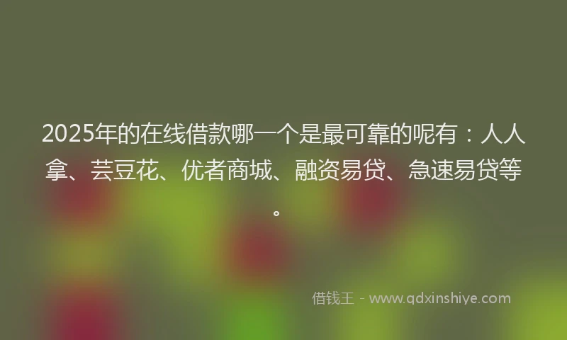 2025年的在线借款哪一个是最可靠的呢有：人人拿、芸豆花、优者商城、融资易贷、急速易贷等。