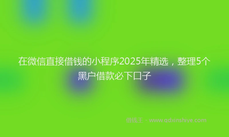 在微信直接借钱的小程序2025年精选，整理5个黑户借款必下口子