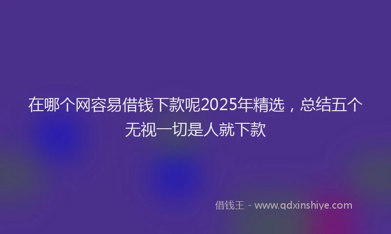 在哪个网容易借钱下款呢2025年精选,总结五个无视一切是人就下款