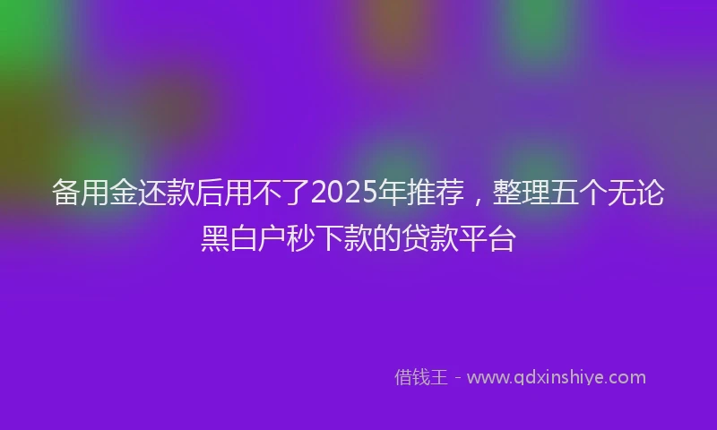 备用金还款后用不了2025年推荐，整理五个无论黑白户秒下款的贷款平台