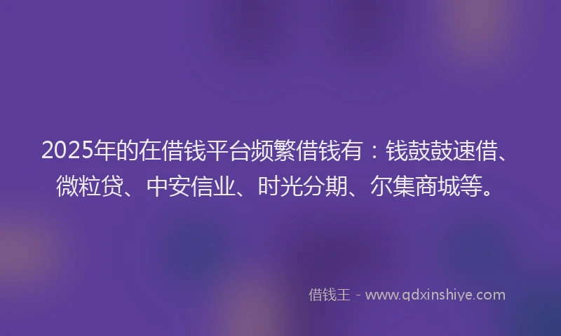 2025年的在借钱平台频繁借钱有：钱鼓鼓速借、微粒贷、中安信业、时光分期、尔集商城等。