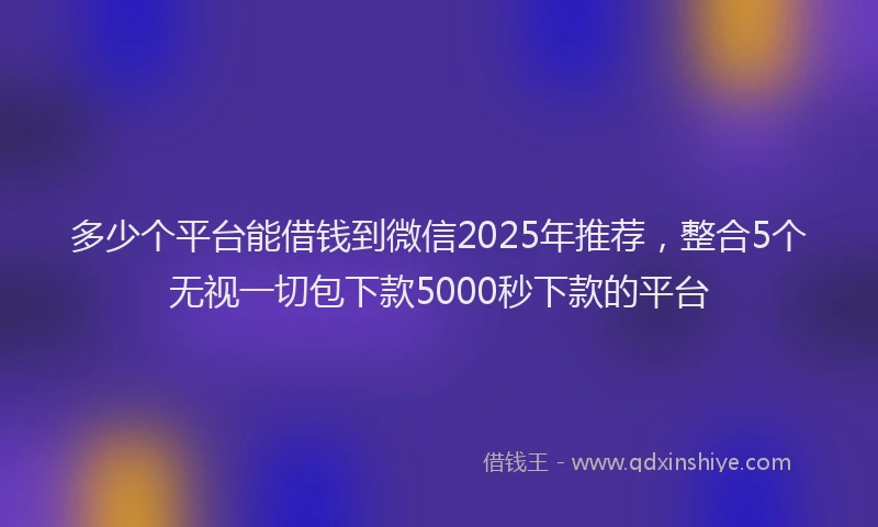 多少个平台能借钱到微信2025年推荐，整合5个无视一切包下款5000秒下款的平台