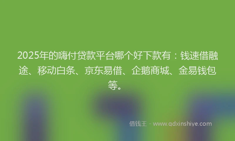 2025年的嗨付贷款平台哪个好下款有：钱速借融途、移动白条、京东易借、企鹅商城、金易钱包等。