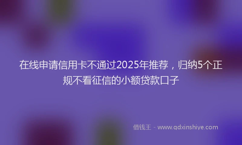 在线申请信用卡不通过2025年推荐，归纳5个正规不看征信的小额贷款口子