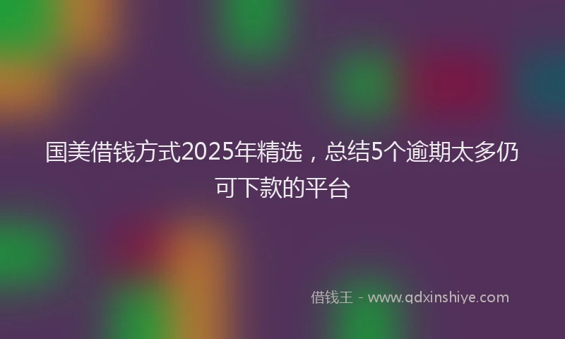 国美借钱方式2025年精选，总结5个逾期太多仍可下款的平台