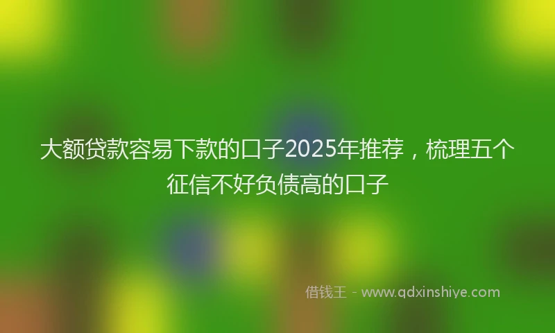 大额贷款容易下款的口子2025年推荐，梳理五个征信不好负债高的口子