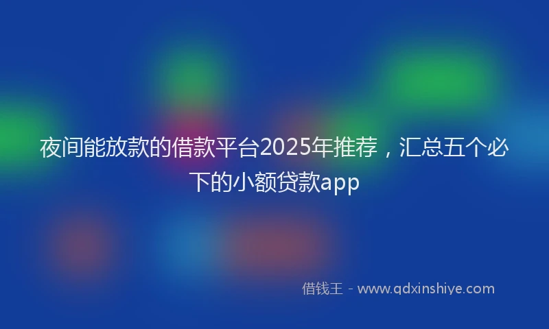 夜间能放款的借款平台2025年推荐，汇总五个必下的小额贷款app