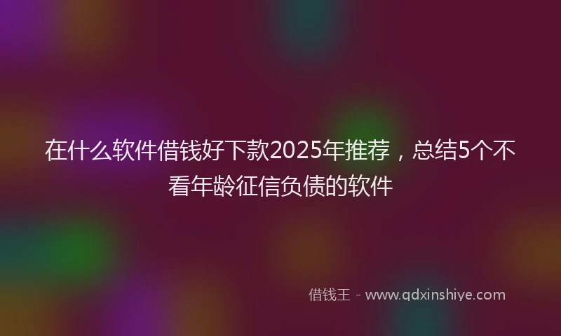 在什么软件借钱好下款2025年推荐，总结5个不看年龄征信负债的软件