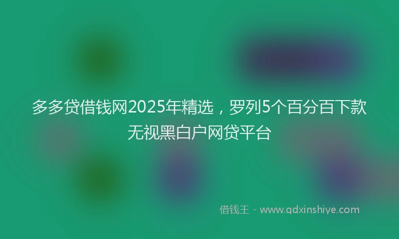 多多贷借钱网2025年精选，罗列5个百分百下款无视黑白户网贷平台