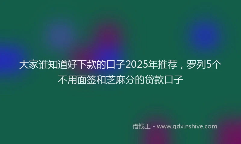 大家谁知道好下款的口子2025年推荐，罗列5个不用面签和芝麻分的贷款口子