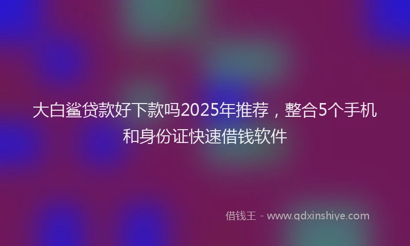 大白鲨贷款好下款吗2025年推荐，整合5个手机和身份证快速借钱软件