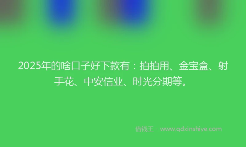 2025年的啥口子好下款有：拍拍用、金宝盒、射手花、中安信业、时光分期等。