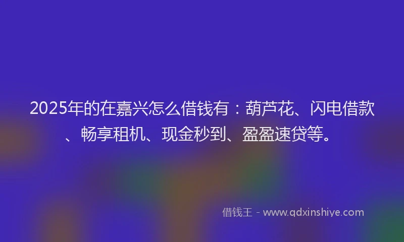 2025年的在嘉兴怎么借钱有:葫芦花、闪电借款、畅享租机、现金秒到、盈盈速贷等。