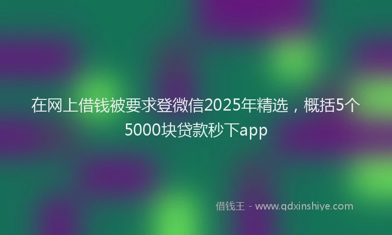 在网上借钱被要求登微信2025年精选，概括5个5000块贷款秒下app