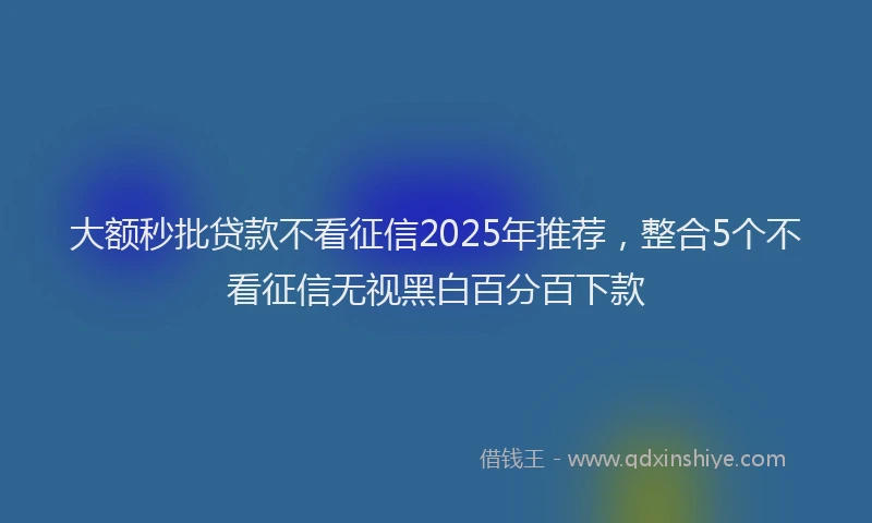 大额秒批贷款不看征信2025年推荐，整合5个不看征信无视黑白百分百下款