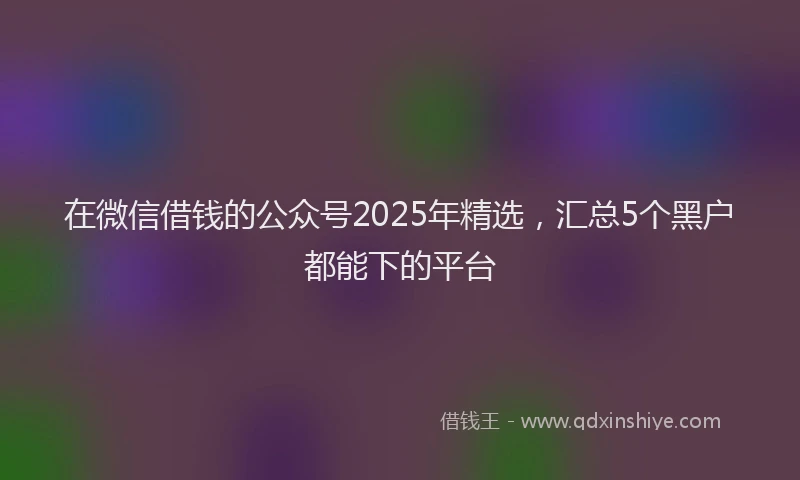 在微信借钱的公众号2025年精选，汇总5个黑户都能下的平台