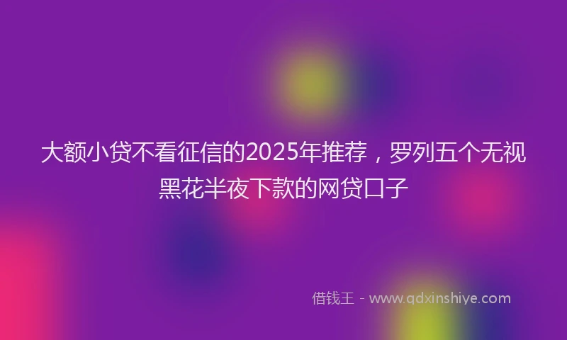 大额小贷不看征信的2025年推荐，罗列五个无视黑花半夜下款的网贷口子