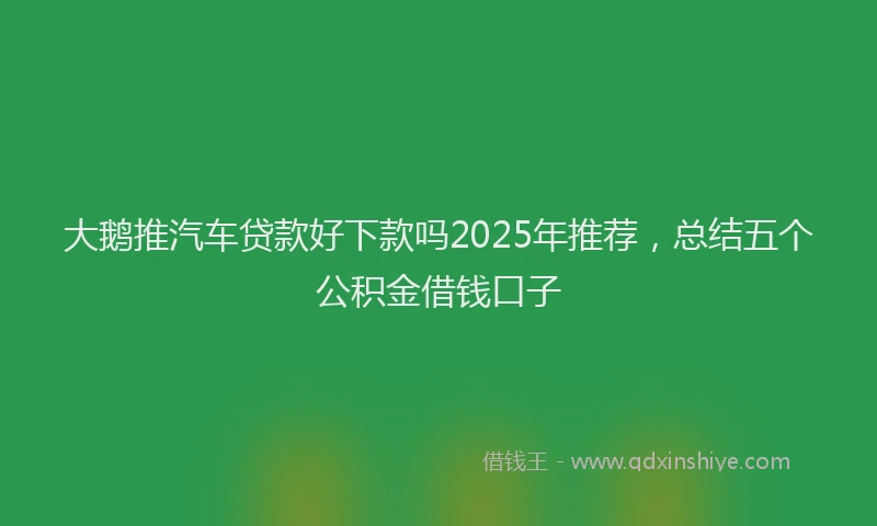 大鹅推汽车贷款好下款吗2025年推荐，总结五个公积金借钱口子