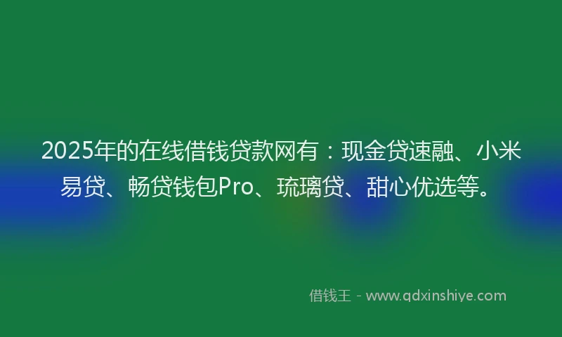 2025年的在线借钱贷款网有：现金贷速融、小米易贷、畅贷钱包Pro、琉璃贷、甜心优选等。