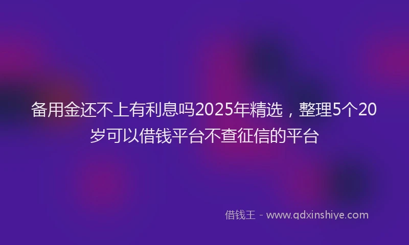 备用金还不上有利息吗2025年精选，整理5个20岁可以借钱平台不查征信的平台