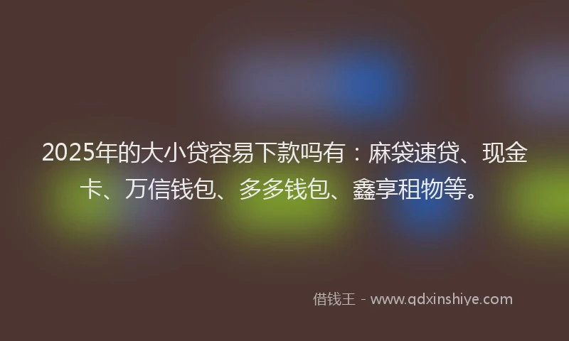 2025年的大小贷容易下款吗有：麻袋速贷、现金卡、万信钱包、多多钱包、鑫享租物等。