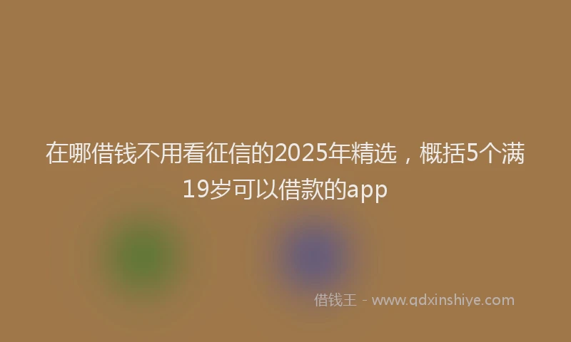 在哪借钱不用看征信的2025年精选，概括5个满19岁可以借款的app