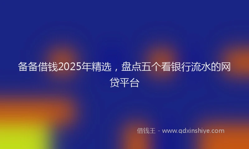 备备借钱2025年精选，盘点五个看银行流水的网贷平台