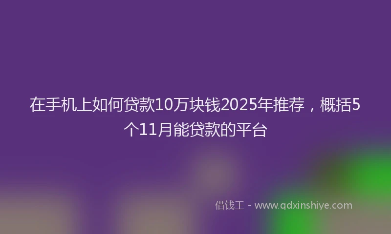 在手机上如何贷款10万块钱2025年推荐，概括5个11月能贷款的平台