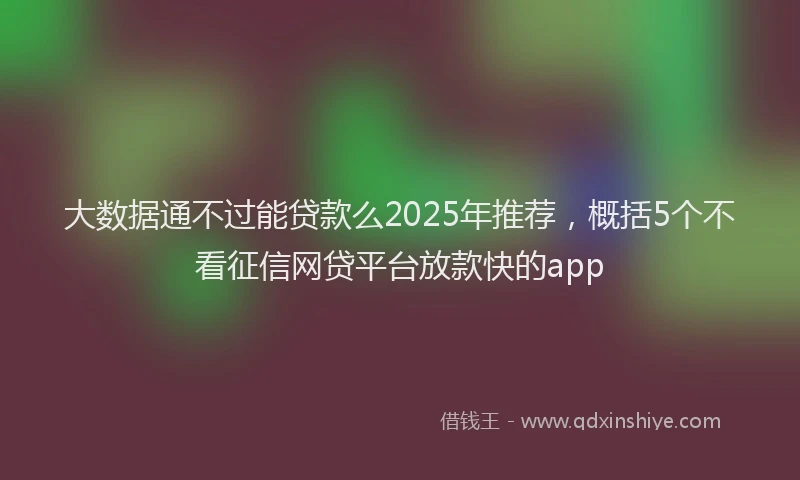 大数据通不过能贷款么2025年推荐，概括5个不看征信网贷平台放款快的app
