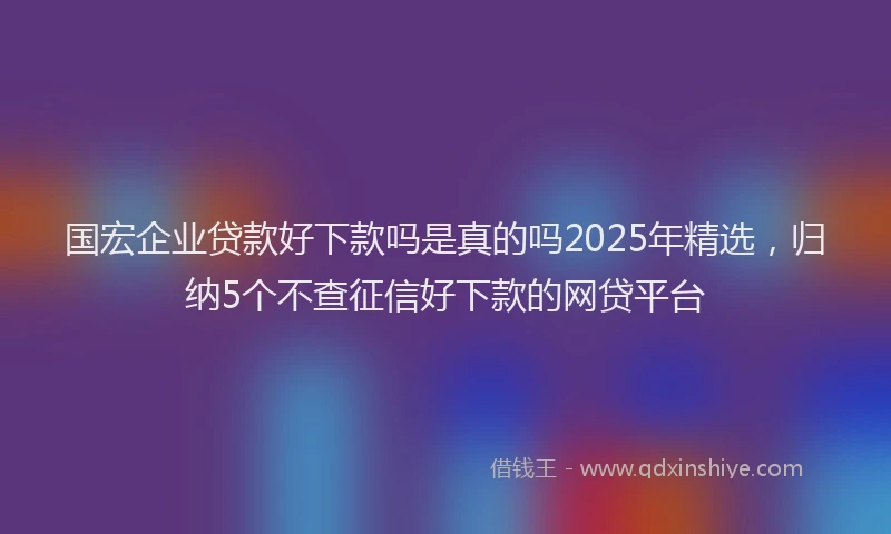 国宏企业贷款好下款吗是真的吗2025年精选，归纳5个不查征信好下款的网贷平台