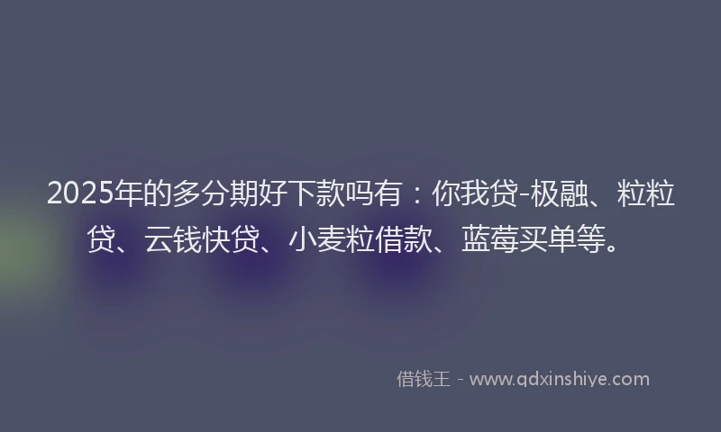 2025年的多分期好下款吗有：你我贷-极融、粒粒贷、云钱快贷、小麦粒借款、蓝莓买单等。