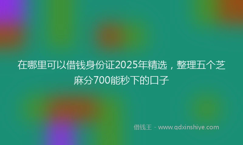 在哪里可以借钱身份证2025年精选，整理五个芝麻分700能秒下的口子