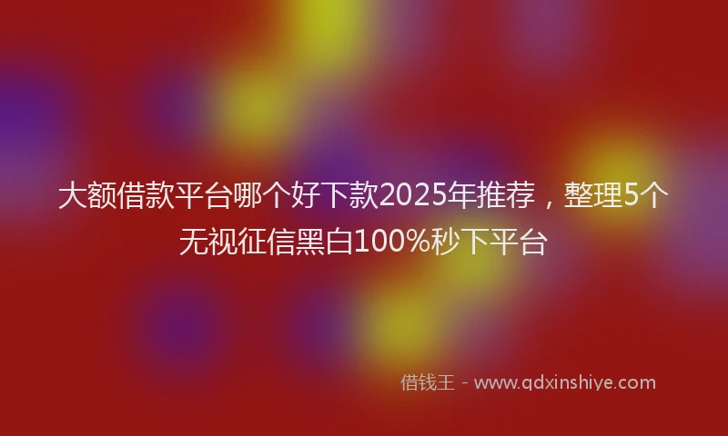 大额借款平台哪个好下款2025年推荐，整理5个无视征信黑白100%秒下平台