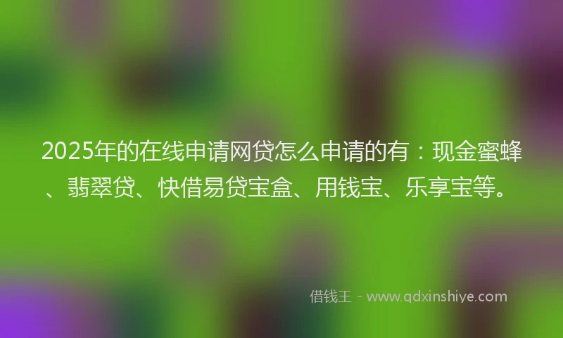 2025年的在线申请网贷怎么申请的有：现金蜜蜂、翡翠贷、快借易贷宝盒、用钱宝、乐享宝等。