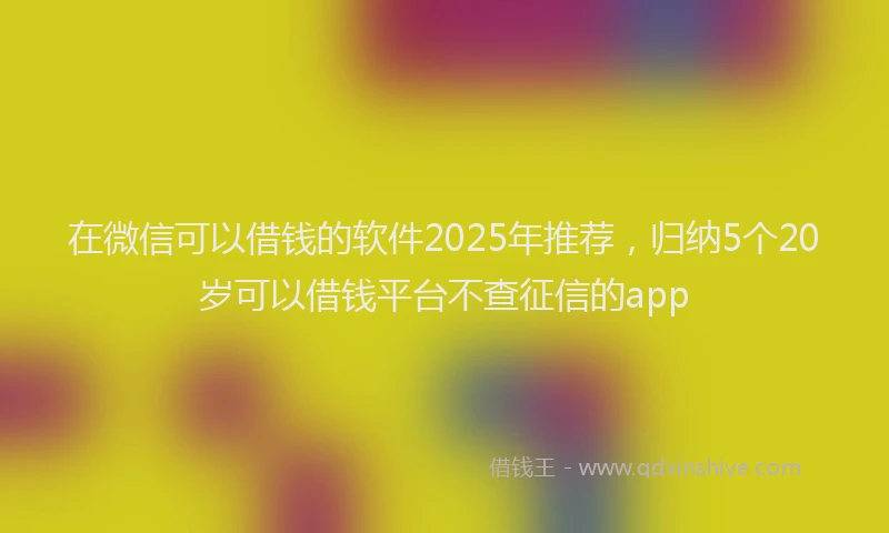 在微信可以借钱的软件2025年推荐，归纳5个20岁可以借钱平台不查征信的app