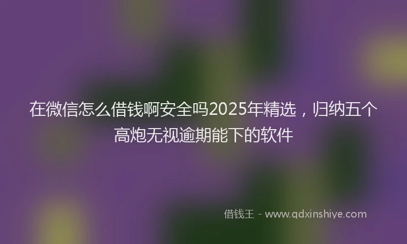 在微信怎么借钱啊安全吗2025年精选，归纳五个高炮无视逾期能下的软件