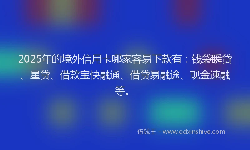 2025年的境外信用卡哪家容易下款有：钱袋瞬贷、星贷、借款宝快融通、借贷易融途、现金速融等。