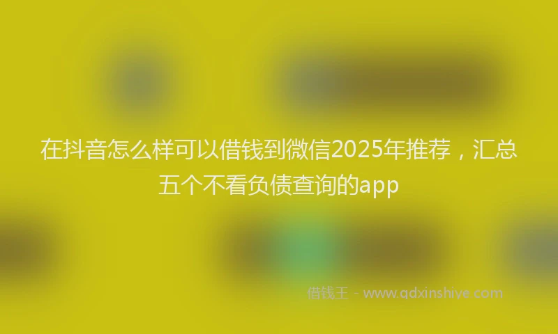 在抖音怎么样可以借钱到微信2025年推荐，汇总五个不看负债查询的app